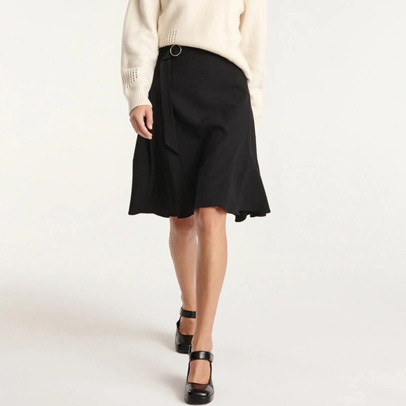 The Kooples Flared long black skirt in wool Elegant Black Women's Skirt - Picture 8 of 8